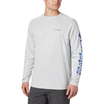 Columbia PFG Terminal Deflector Long Sleeve Big, Sudaderas Grises Azules Para Hombre | 074586-CQV